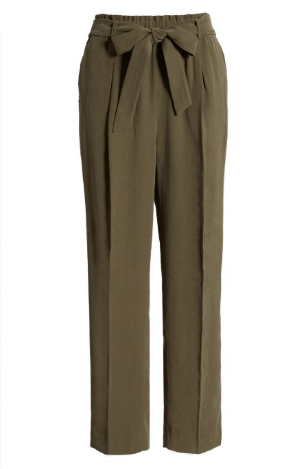 Straight Leg Tie Waist Pants
