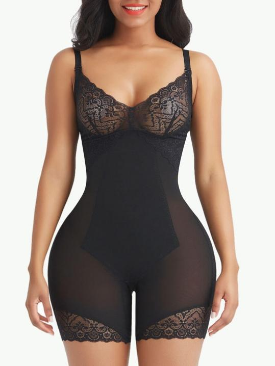 Sculptshe Open Crotch Lace Bodysuit Shapewear